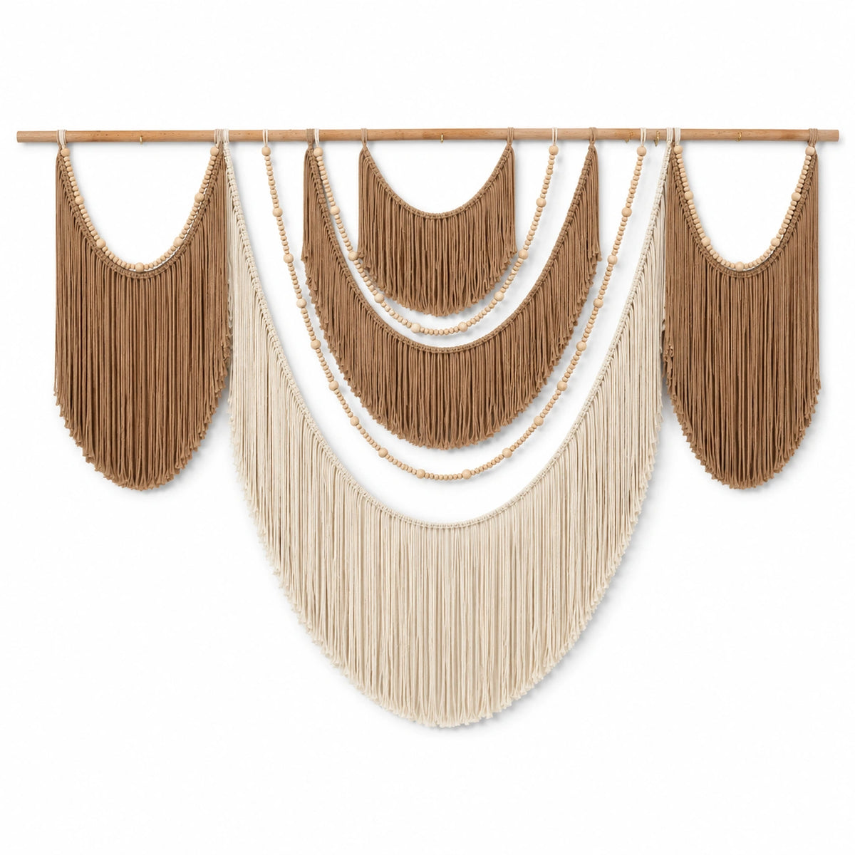 Makramee Wandbehang Set 120 cm Baumwolle Beige Braun Boho Dekoration