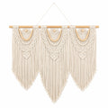 Makramee Wandteppich 110 x 100 cm Baumwolle Beige Boho Wanddekoration