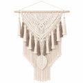 Makramee Wandteppich 60 x 95 cm Baumwolle Beige Grau Boho Wanddekoration