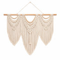 Makramee Wandteppich 110 x 100 cm Baumwolle Beige Boho Wanddekoration