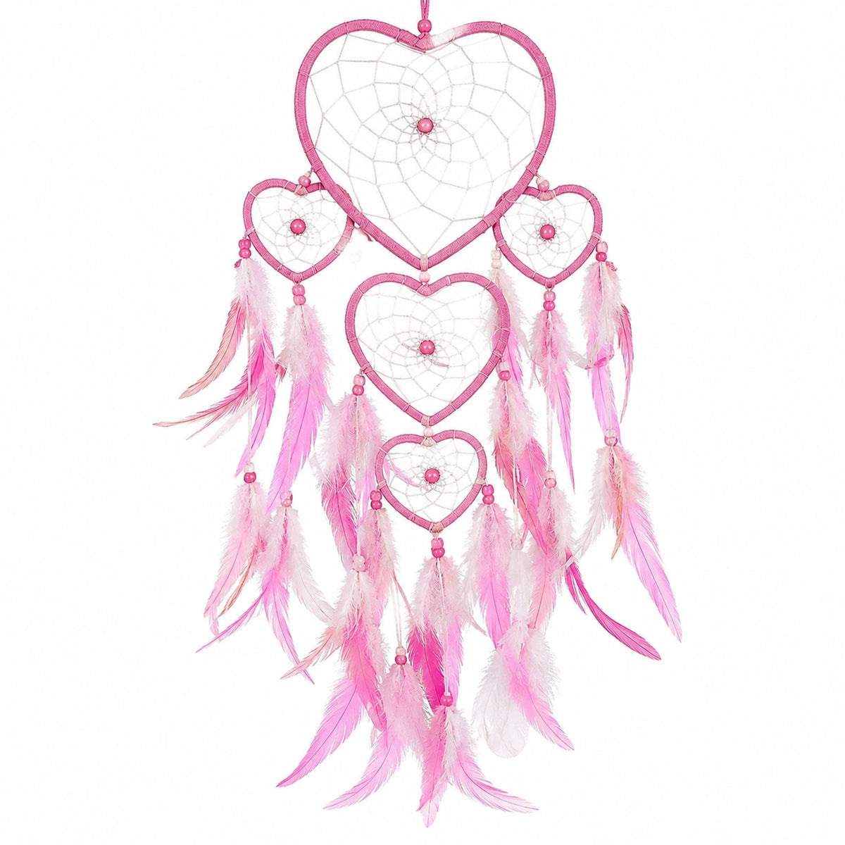 Traumfänger 30 x 70 cm Rosa Weiß Herzdesign mit Federn