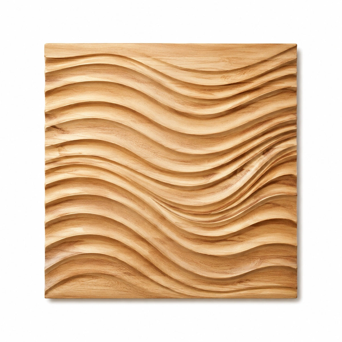 Wandpaneel 60 x 60 cm Holz Natur Wellenrelief zur Wanddekoration