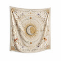 Wandteppich 150 x 150 cm Textilgewebe Creme Gold Blumenmotiv Sonnen Mond Boho Wanddekoration