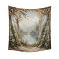 Wandteppich 150 x 150 cm aus Polyester Beige Grün mit Landschafts- und Bogenmotiv