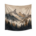 Wandteppich 150 x 130 cm Textilgewebe Beige Braun Berglandschaft Mondmotiv