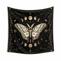 Wandteppich 150 x 150 cm aus Polyester Schwarz mit Mottenmotiv für Wanddekoration im mystischen Stil
